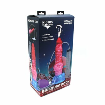 Kiotos Monstar - Big Squirt Cock - Opblaasbare Spuitende Dildo - Rood/Roze/Blauw
