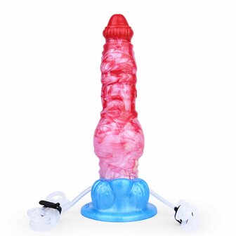 Kiotos Monstar - Big Squirt Cock - Opblaasbare Spuitende Dildo - Rood/Roze/Blauw