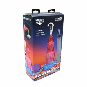 Kiotos Monstar - Blow Cum Cock - Opblaasbare Spuitende Dildo - Rood/Roze/Blauw
