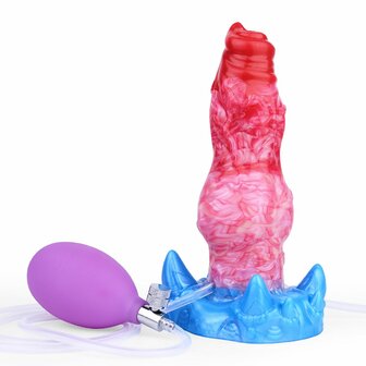 Kiotos Monstar - Blow Cum Cock - Opblaasbare Spuitende Dildo - Rood/Roze/Blauw