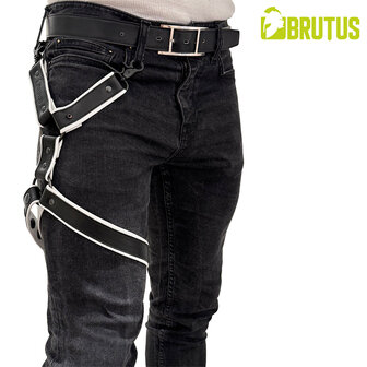 Brutus - Lederen Beenharnas - Verstelbaar- Zwart/Wit