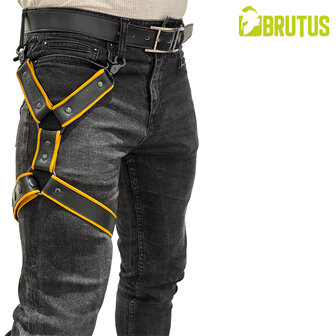 Brutus - Lederen Beenharnas - Verstelbaar- Zwart/Geel