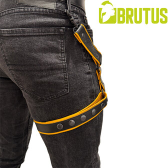Brutus - Lederen Beenharnas - Verstelbaar- Zwart/Geel