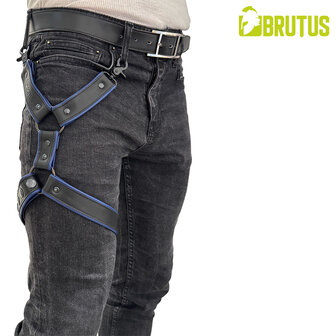 Brutus - Lederen Beenharnas - Verstelbaar- Zwart/Blauw