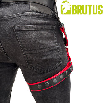 Brutus - Lederen Beenharnas - Verstelbaar- Zwart/Rood