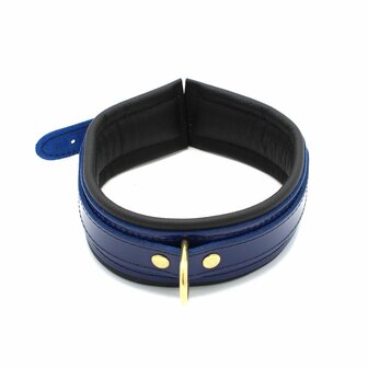 Kiotos Leather - Collar Leder - Blauw/Zwart - Gouden Hardware