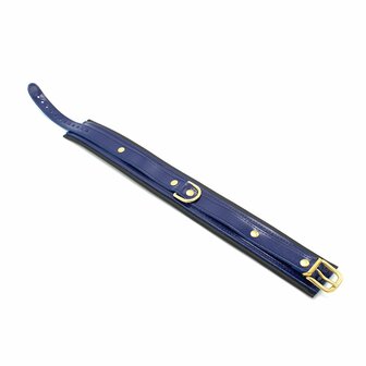 Kiotos Leather - Collar Leder - Blauw/Zwart - Gouden Hardware