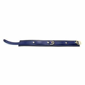 Kiotos Leather - Collar Leder - Blauw/Zwart - Gouden Hardware