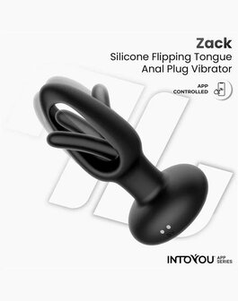 IY Zack - Anale plug met bewegende tong - Met App Control - Zwart