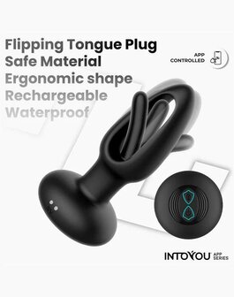 IY Zack - Anale plug met bewegende tong - Met App Control - Zwart