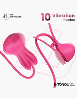 IY Tickly - Vibrerende Tepelklemmen met ketting - App Control - Roze