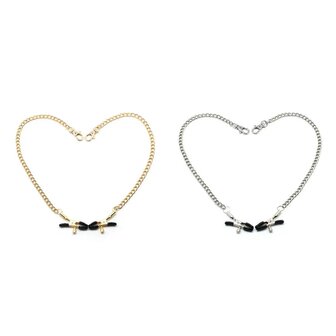 Liebe Seele - Verstelbare Bull Nose Tepelklemmen Met Ketting - Goud