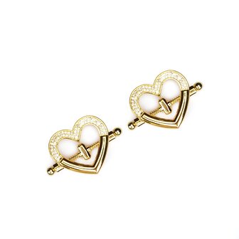 Liebe Seele - Tepelklemmen - Hartvormig met Strass Steentjes - Goud