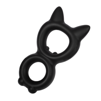 Rimba - Siliconen Kitty 8-vormige Cockring - Zwart