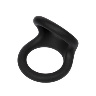 Rimba - Rekbare Siliconen Dubbele Cockring - Zwart - Maat M