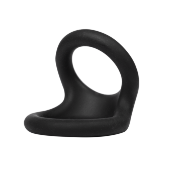Rimba - Rekbare Siliconen Dubbele Cockring - Zwart - Maat S