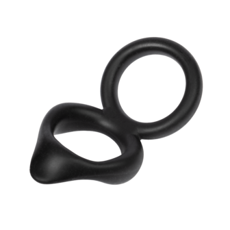 Rimba - Dubbele Siliconen Cockring - Zwart