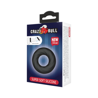 Crazy Bull - Super Soft Siliconen ring - Model 6 - Zwart
