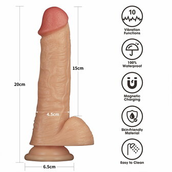 LoveToy - Ingen - Vibrerende Strap-on Set - Lengte 20 cm - Lichte Huidskleur - Maat XS/S/M