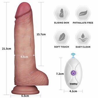 Lovetoy - Sliding Skin Vibrerende Dildo Pro II - Met Afstandsbediening - 21,5 cm - Lichte Huidskleur