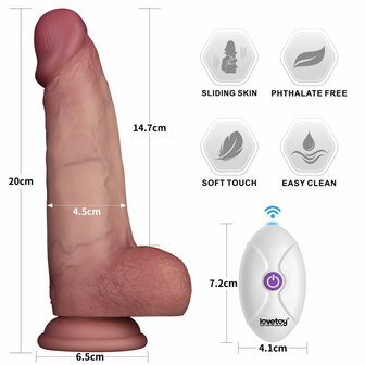 Lovetoy - Sliding Skin Vibrerende Dildo Pro II - Met Afstandsbediening - 20 cm - Lichte Huidskleur