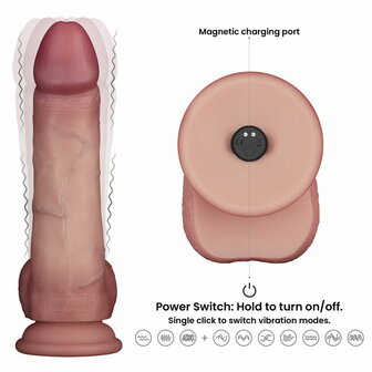 Lovetoy - Sliding Skin Vibrerende Dildo Pro II - Met Afstandsbediening - 20 cm - Lichte Huidskleur