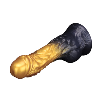 LoveToy - Dual Density Siliconen - Opblaasbare Dildo - Goud/Zwart - 21 cm