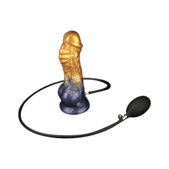 LoveToy - Dual Density Siliconen - Opblaasbare Dildo - Goud/Zwart - 21 cm