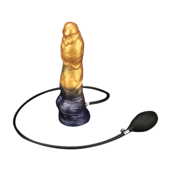 LoveToy - Dual Density Siliconen - Opblaasbare Dildo - Goud/Zwart - 25 cm