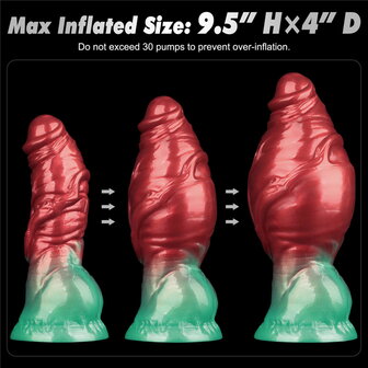 LoveToy - Dual Density Siliconen - Opblaasbare Dildo - Rood/Groen - 19 cm