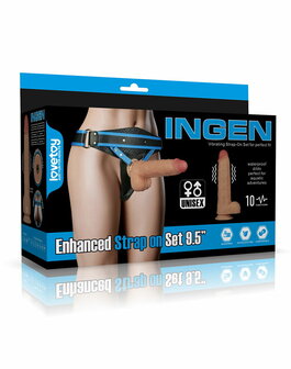 LoveToy - Ingen - Vibrerende Strap-on Set - Lengte 24 cm - Lichte Huidskleur - Maat XS/S/M