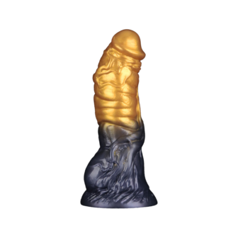 LoveToy - Dual Density Siliconen - Opblaasbare Dildo - Goud/Zwart - 19 cm