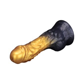 LoveToy - Dual Density Siliconen - Opblaasbare Dildo - Goud/Zwart - 19 cm