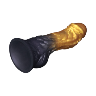 LoveToy - Dual Density Siliconen - Opblaasbare Dildo - Goud/Zwart - 19 cm