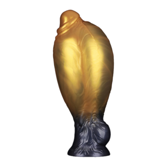 LoveToy - Dual Density Siliconen - Opblaasbare Dildo - Goud/Zwart - 19 cm