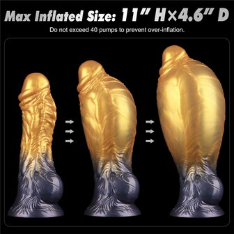 LoveToy - Dual Density Siliconen - Opblaasbare Dildo - Goud/Zwart - 19 cm