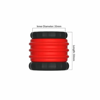 Kiotos - 2 in 1 Siliconen Cockring &amp; Ball Stretcher - Rood/Zwart