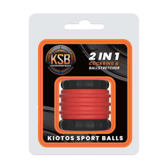 Kiotos - 2 in 1 Siliconen Cockring &amp; Ball Stretcher - Rood/Zwart