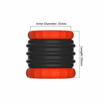 Kiotos - 2 in 1 Siliconen Cockring &amp; Ball Stretcher - Zwart/Rood