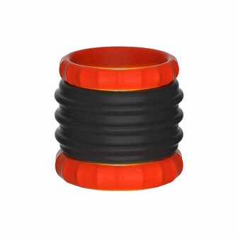 Kiotos - 2 in 1 Siliconen Cockring &amp; Ball Stretcher - Zwart/Rood