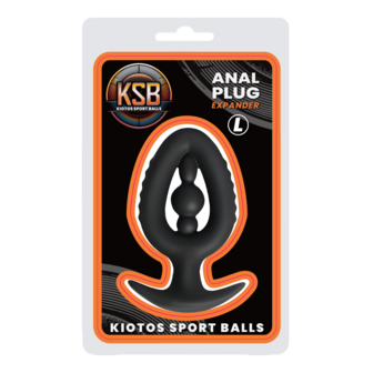 Kiotos - Siliconen Anaal Plug - Expander met Kraal - Zwart - Maat L
