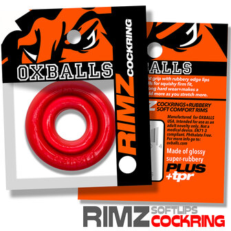 Oxballs - Rimz Softlips - Siliconen/TPR Cockring - Rood