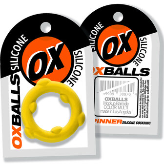 Oxballs - Spinner - Siliconen Cockring - Geel