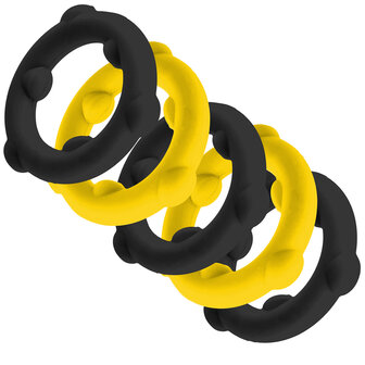Oxballs - Gearheads - Spinner Cockringen Set - 5 stuks - Geel/Zwart