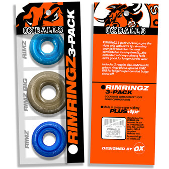 Oxballs - Rimringz - Multisize Pack 3 stuks - Cool Blues - Blauw/Transparant
