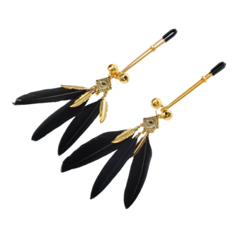 Rimba - Tepelklemmen met Veren - Zwart/Goud