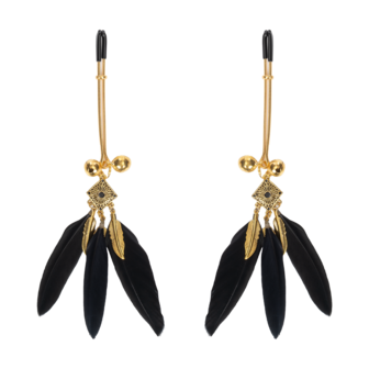 Rimba - Tepelklemmen met Veren - Zwart/Goud