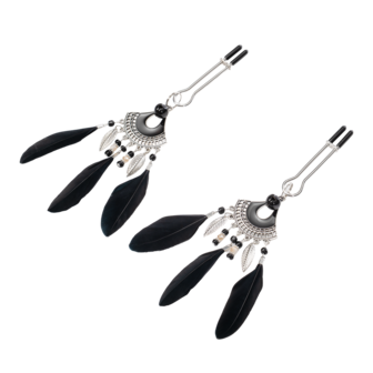 Rimba - Tepelklemmen met Veren - Zwart/Zilver