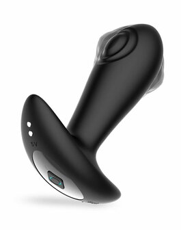 IY Milton - Vibrerende Buttplug met Dubbele Klopfunctie en Afstandsbediening - Zwart