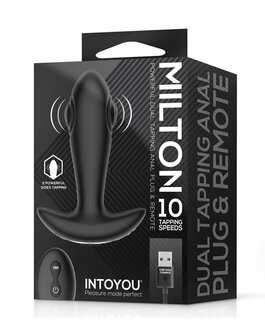 IY Milton - Vibrerende Buttplug met Dubbele Klopfunctie en Afstandsbediening - Zwart